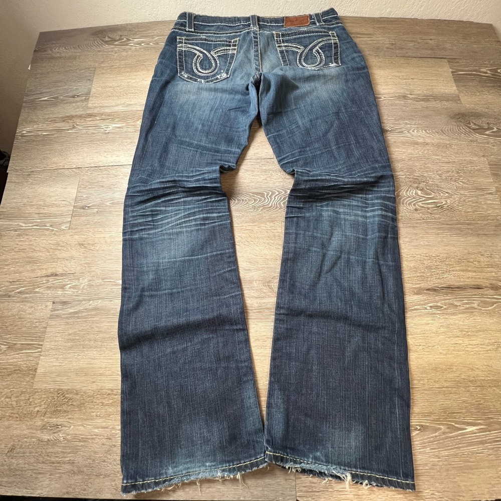 Big Star Miki Jeans Womens 29L Blue Bootcut Low Rise Contrast Stitch Distressed